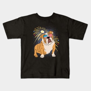 Cool Dog USA flag Patriotic 4th July independence day coolest shirt for july forth Kids T-Shirt